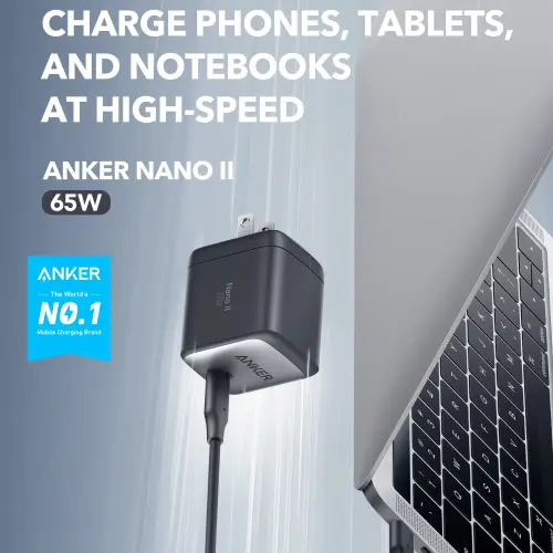 Cargador Celular Anker 715 Nano II 65W USB-C GaN II con PPS, PIQ 3.0 y Enchufe Plegable — imagen 2